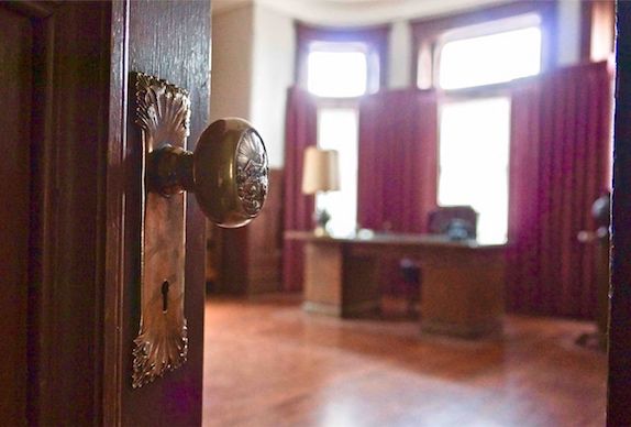 door and door knob leading into the warden's office