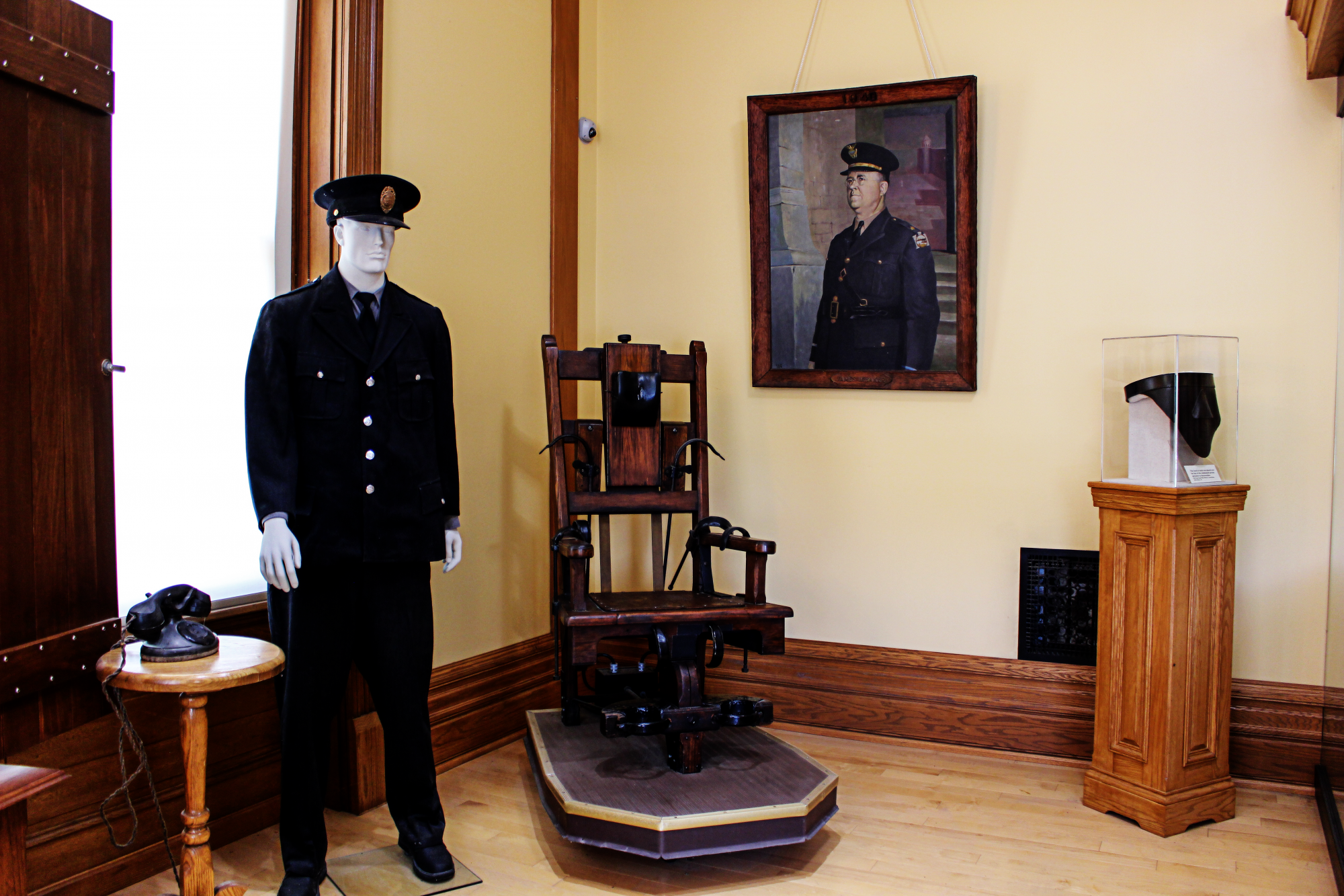 Electric chair on display at reformatory museum.