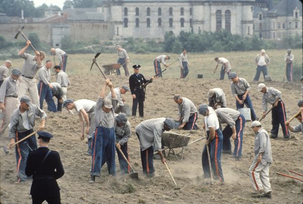 Shawshank scene with prison in background 